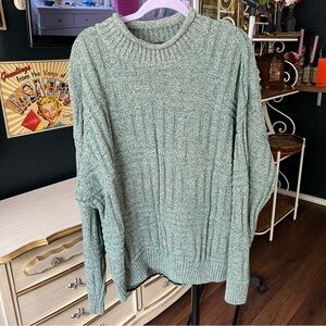 Vintage Eddie Bauer Green Cable Knit Sweater XL